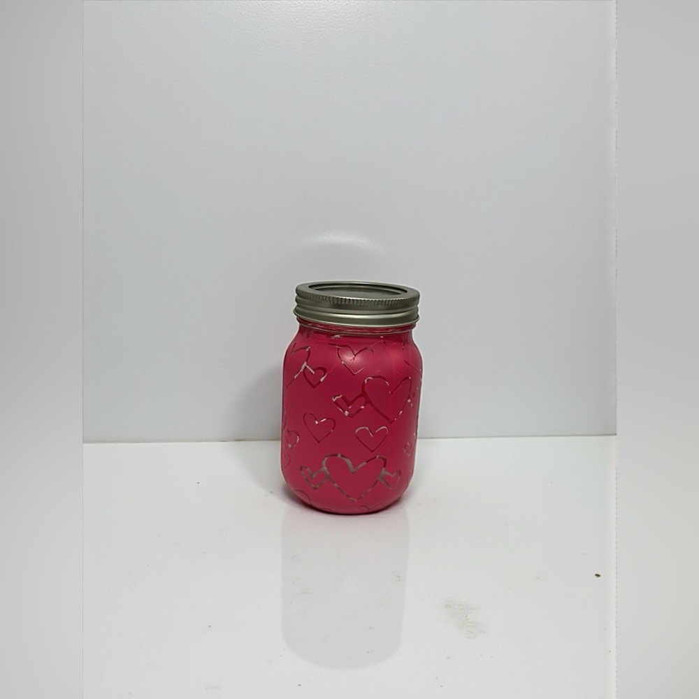 Glad Mason Jar With Pink Cutout Heart Design